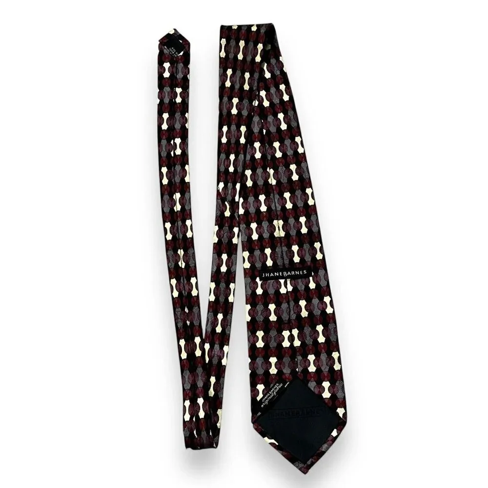 Jhane Barnes Silk Neck Tie Dots Diamonds Geometric Print Made in Japan Luxury - Picture 6 of 8